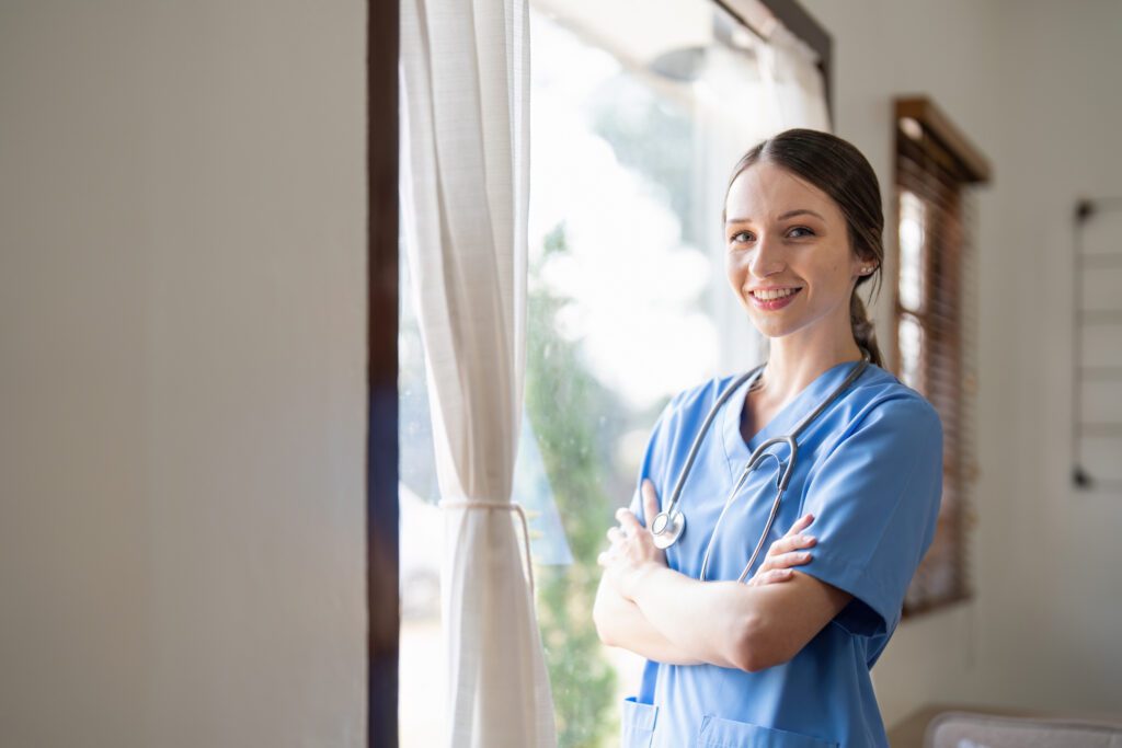 Portrait of a friendly female doctor or nurse wear 2023 02 11 00 28 59 utc