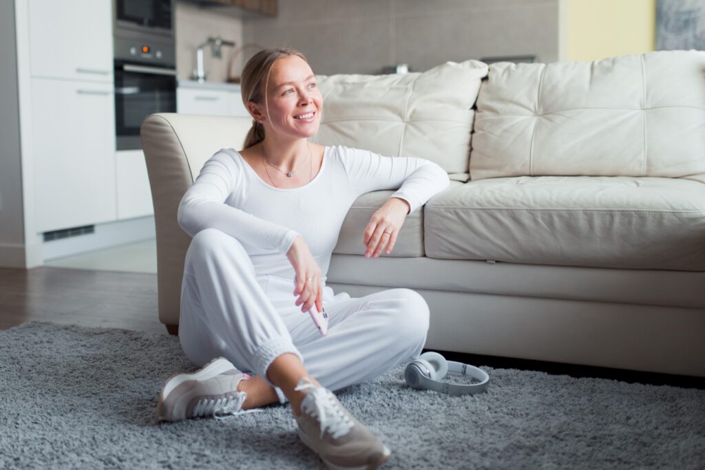 Young happy woman at home lifestyle portrait 2022 11 14 20 08 36 utc